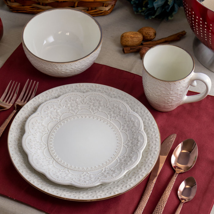 Elama Stoneware Dinnerware Set of 16 & Reviews Wayfair
